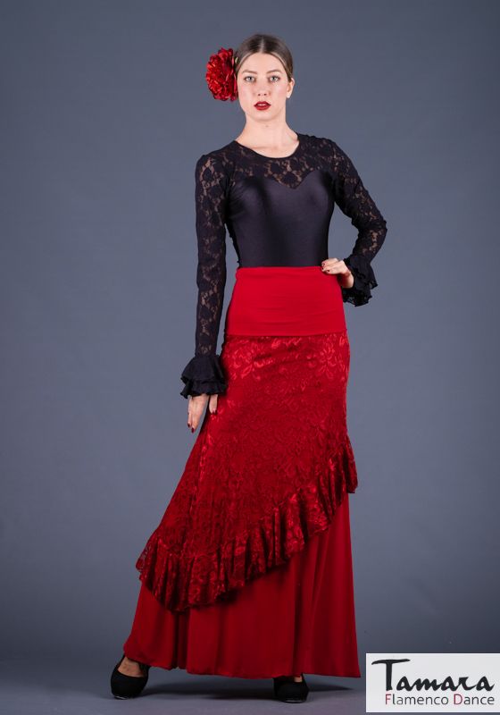 Falda flamenco flamenco Maya - Punto elastico y encaje