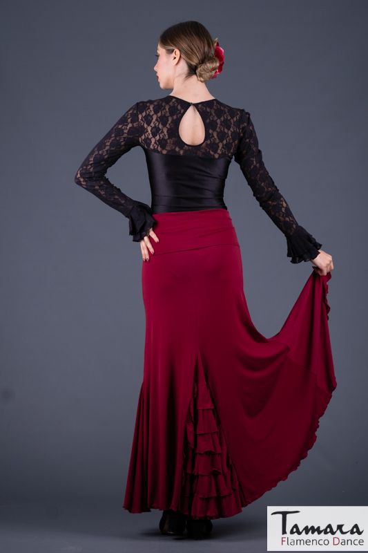 Falda flamenco Almería - Viscosa Burdeos