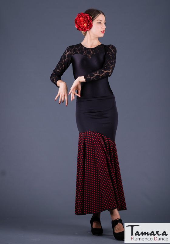Falda flamenco Granada Lunar Pequeño - Punto y Koshivo Negro lunares rojos