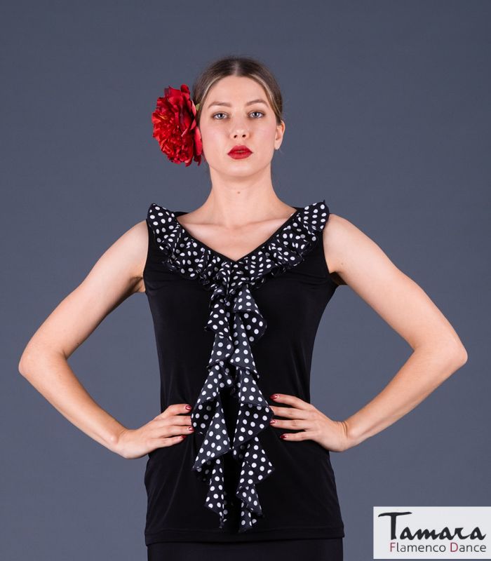 Camiseta Tango Lunares - Viscosa Negro lunar blanco