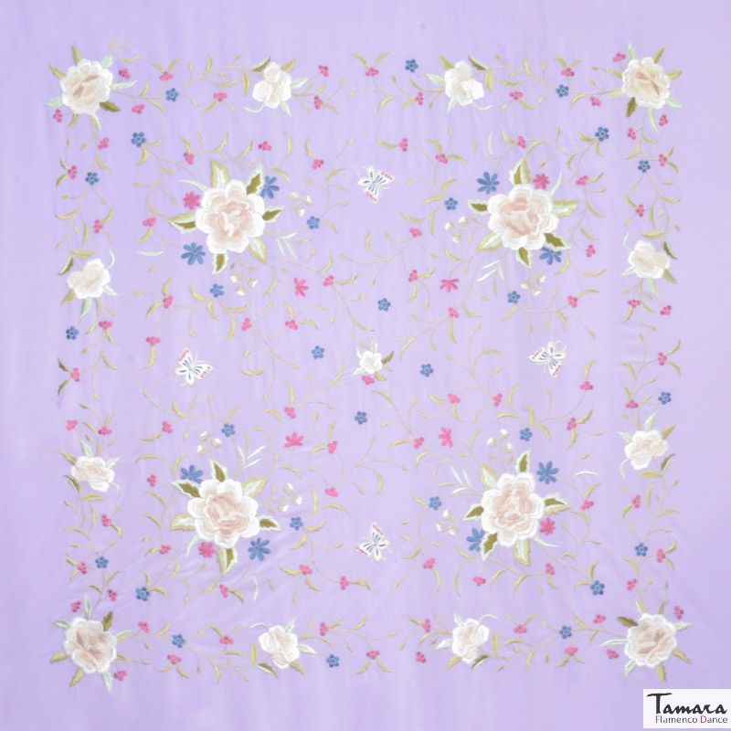 Manton de Manila Primaveral - Bordado Tonos tierra