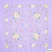 Manton de Manila Primaveral Fleco beige - Bordado Tonos tierra Beige