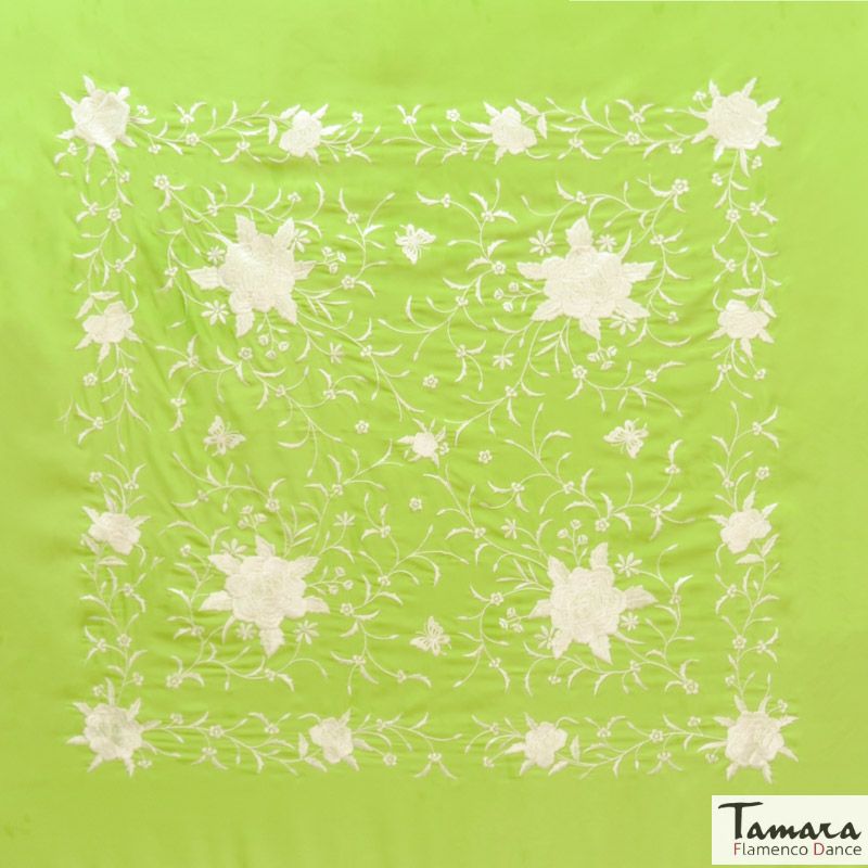 Manton de Manila Primaveral - Bordado Beig