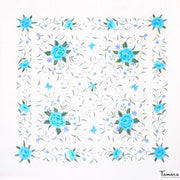 Manton de Manila Primaveral - Tonos azules (En stock) Negro