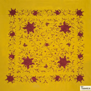 Manton de Manila Primaveral - Bordado Burdeos Negro