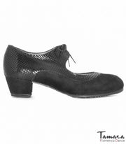 Zapatos de flamenco Cabales Negro ante/serpiente cubano Negro