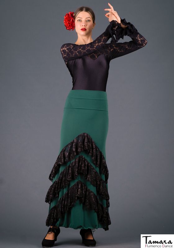 Falda flamenco flamenco Saray - Punto elastico y encaje