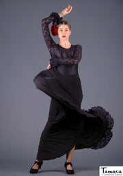 Falda flamenco Almería - Viscosa con volante de encaje