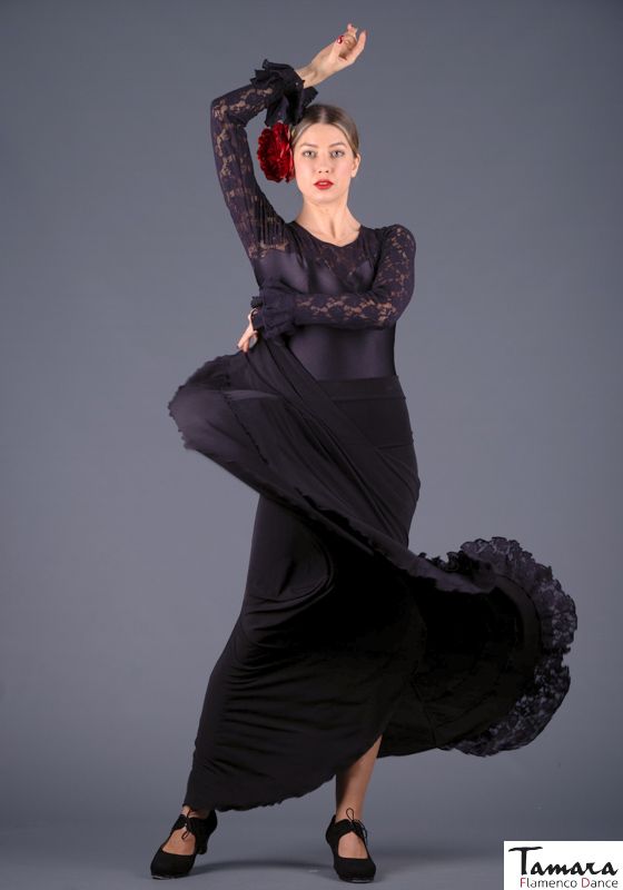 Falda flamenco Almería - Viscosa con volante de encaje