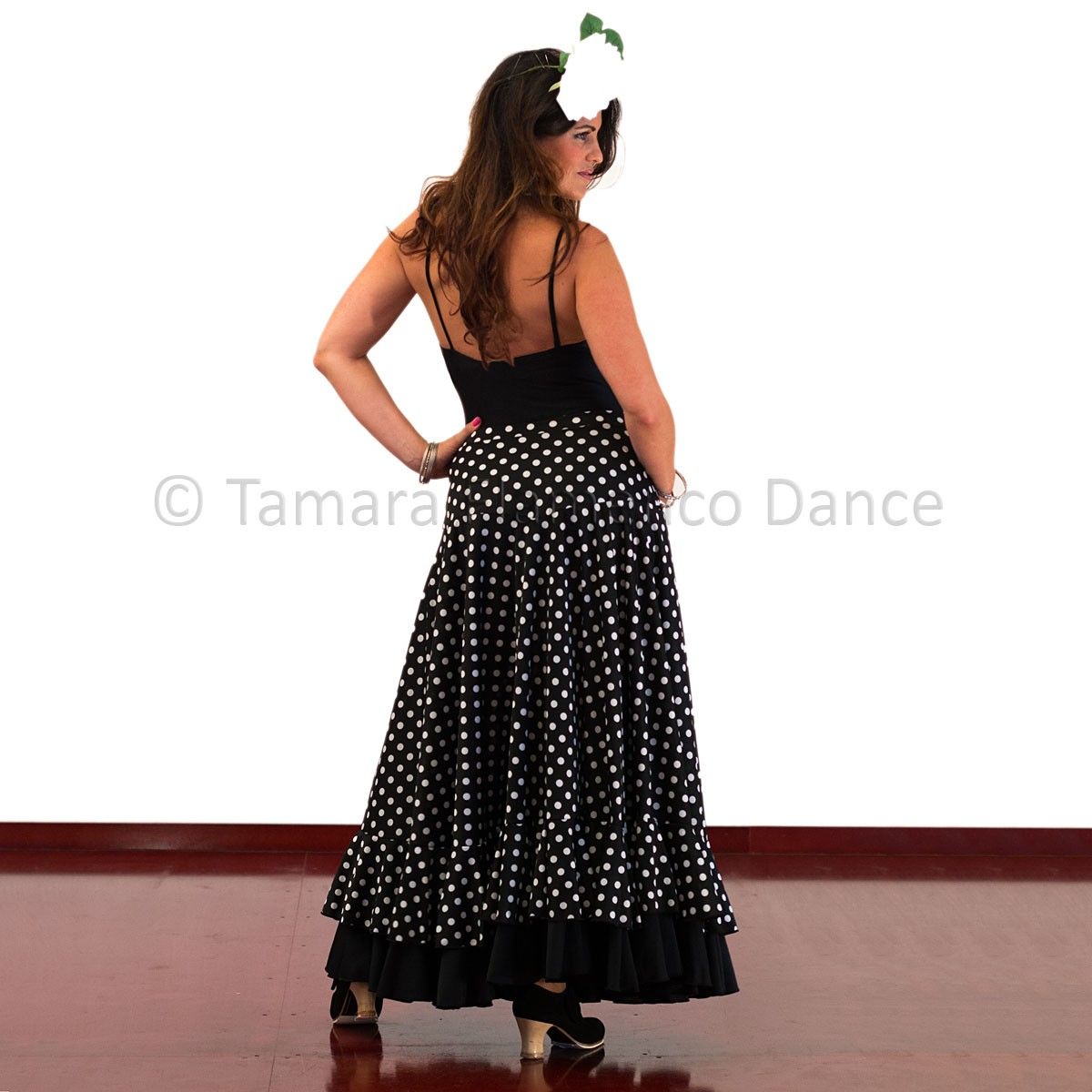 Falda flamenco Alborea lunares - Punto M Negro lunar blanco