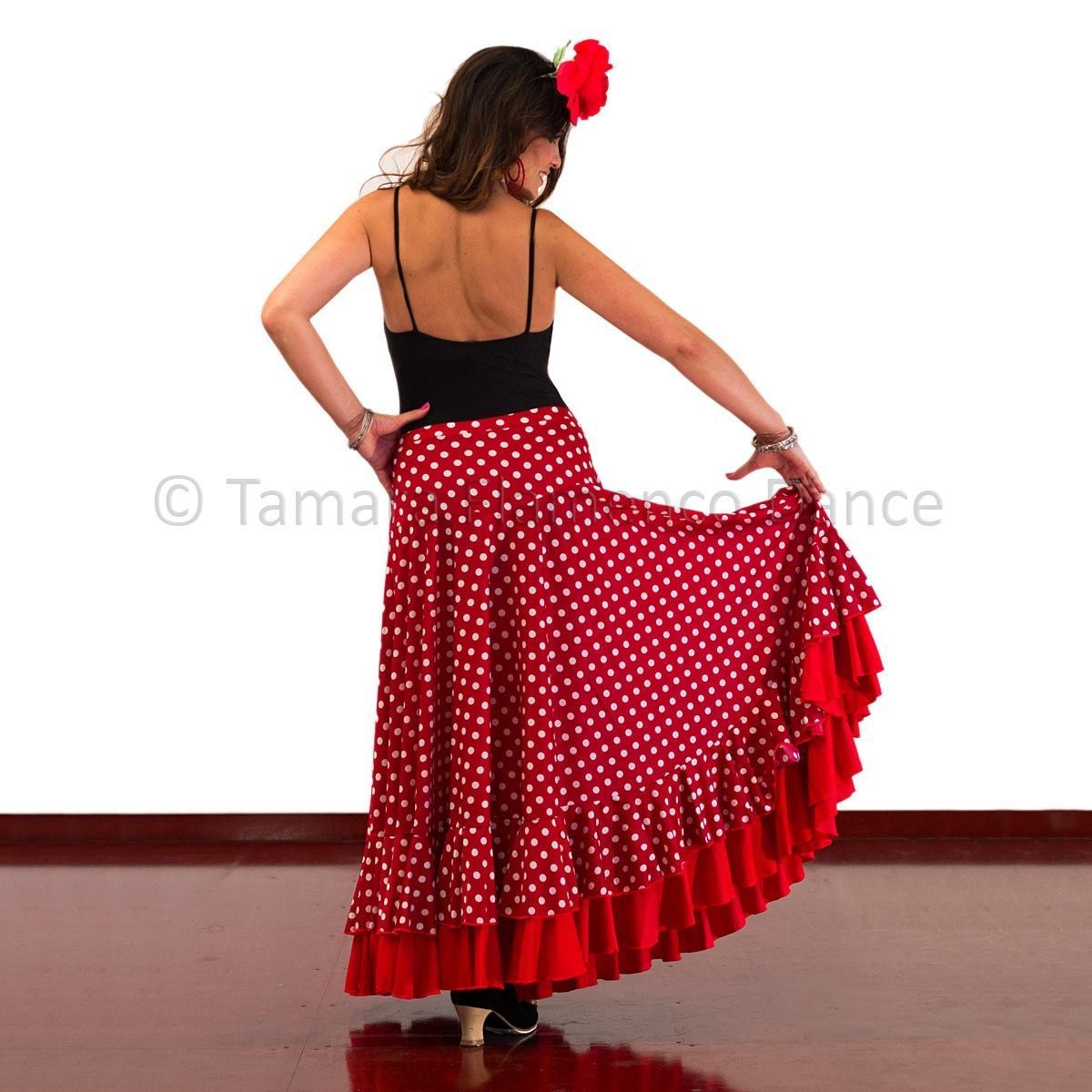 Falda flamenco Alborea lunares - Punto Rojo lunar blanco