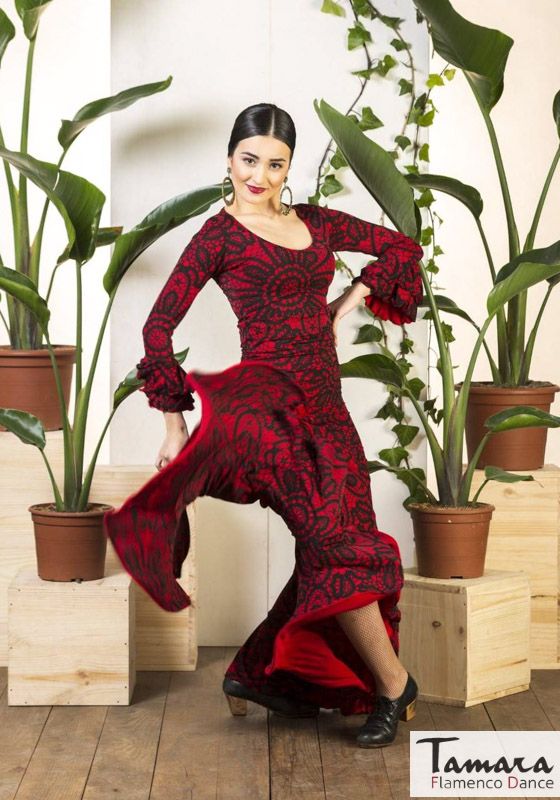 Falda flamenco Alana - Punto elástico XS Estampado rojo