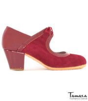 Zapatos de flamenco Rumba Burdeos ante/charol cubano 5cm 36.5 Burdeos