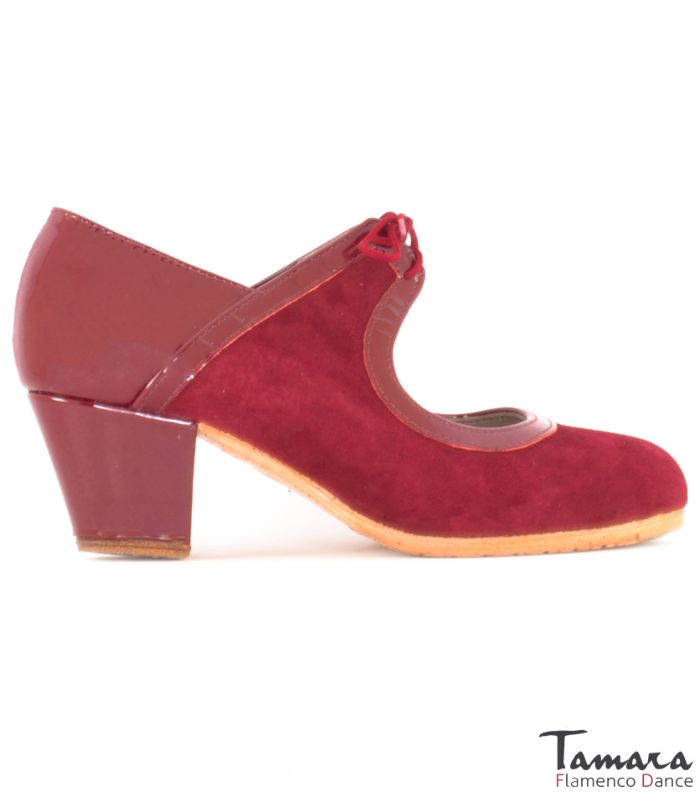 Zapatos de flamenco Rumba 36.5 Burdeos Ante y charol