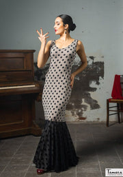 Vestido flamenco Itata - Punto elástico M Burdeos lunar negro