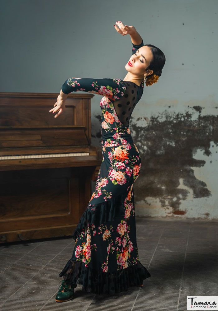 Falda flamenco Yumbel - Punto y tul elástico M Estampado floral colorido