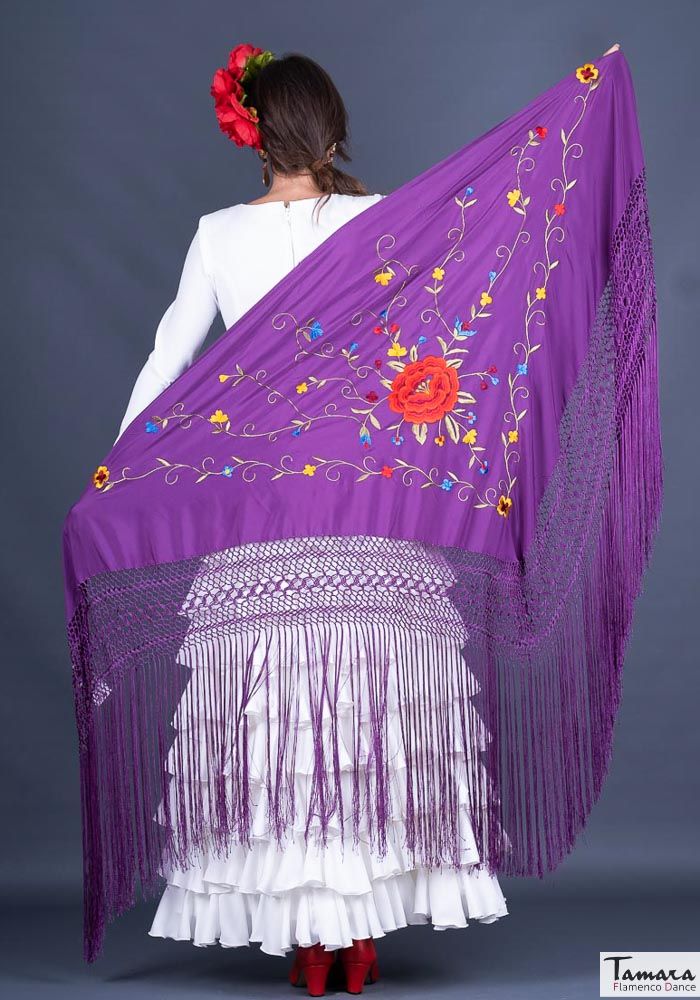 Manton Roma - Bordado multicolor rojo Morado