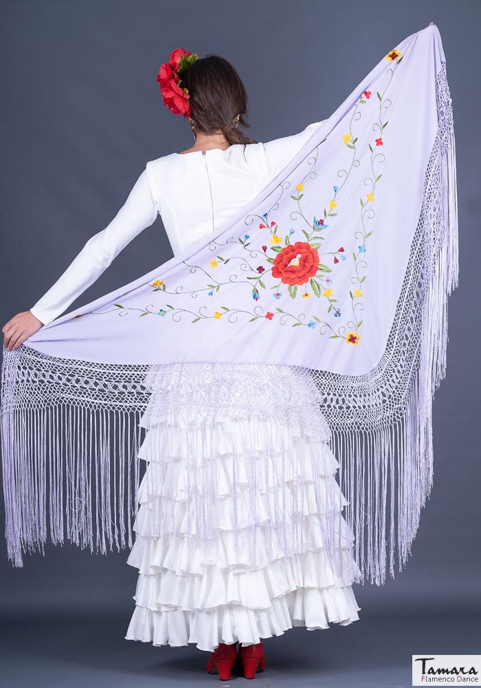 Manton Roma - Bordado multicolor rojo Malva