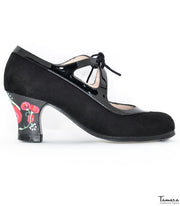 Zapatos de flamenco Candor Negro Carrete 6cm Casilda Rojo y negro