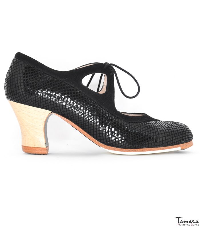 Zapatos de flamenco Candor Negro Carrete 6cm Madera 41