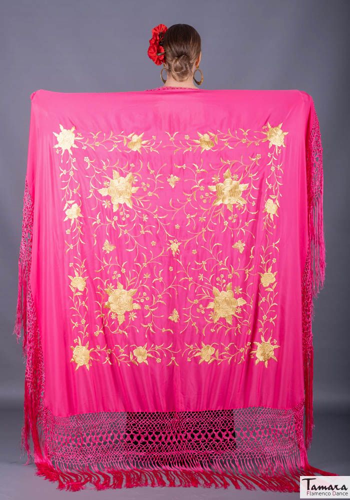 Manton de Manila Primaveral - Bordado Oro