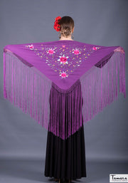 Mantoncillo Florencia - Bordado tonos fuxia