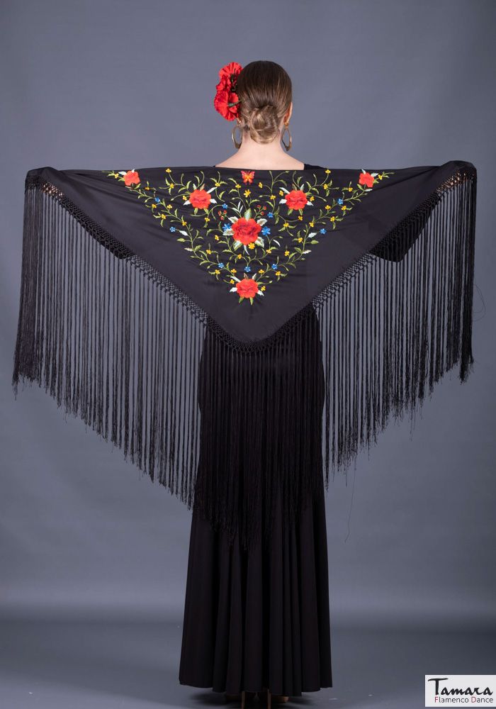 Mantoncillo Florencia - Bordado multicolor Negro