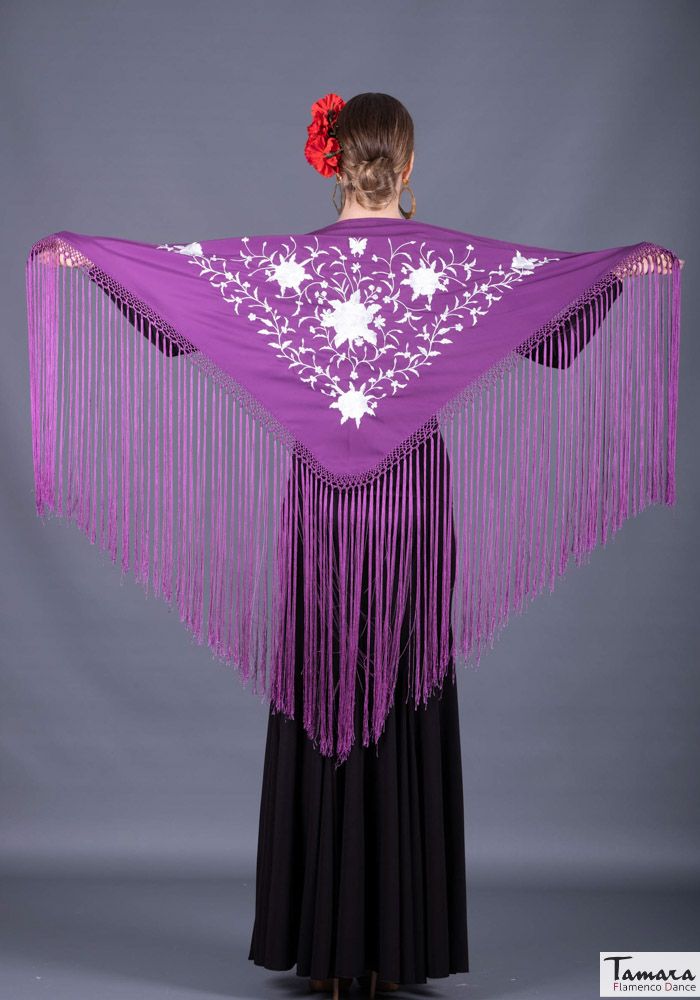 Mantoncillo Florencia - Bordado Blanco Morado