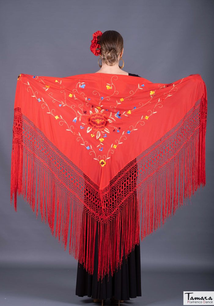 Manton Roma - Bordado multicolor rojo Rojo