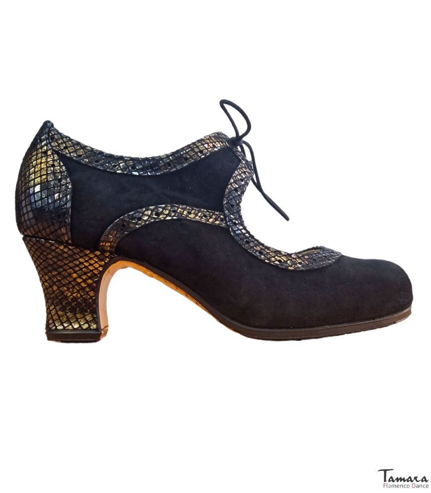 Zapatos de flamenco Triana Diseño 01 Ante y Serpiente