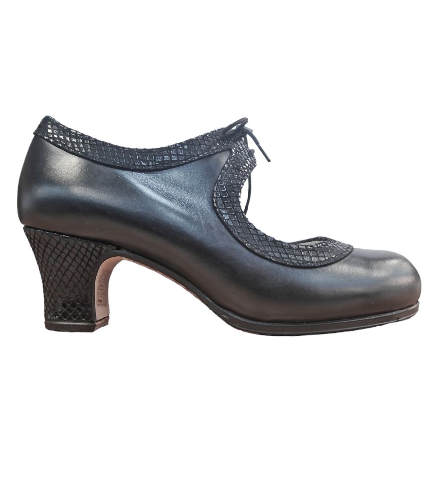 Zapatos de flamenco Tiento Negro Piel y Serpiente