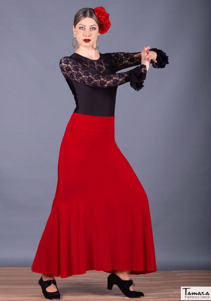 Falda flamenco Tablao - Viscosa rojo escarlata