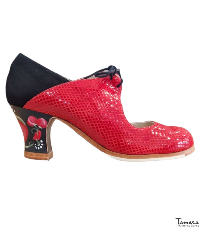 Zapatos de flamenco Arty negro-rojo Carrete 6cm Casilda Rojo y negro