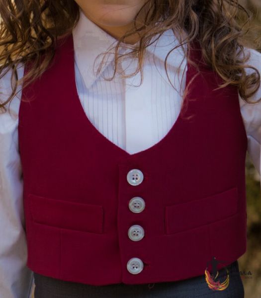 Chaleco campero bailaor Liso - Infantil 11 Burdeos