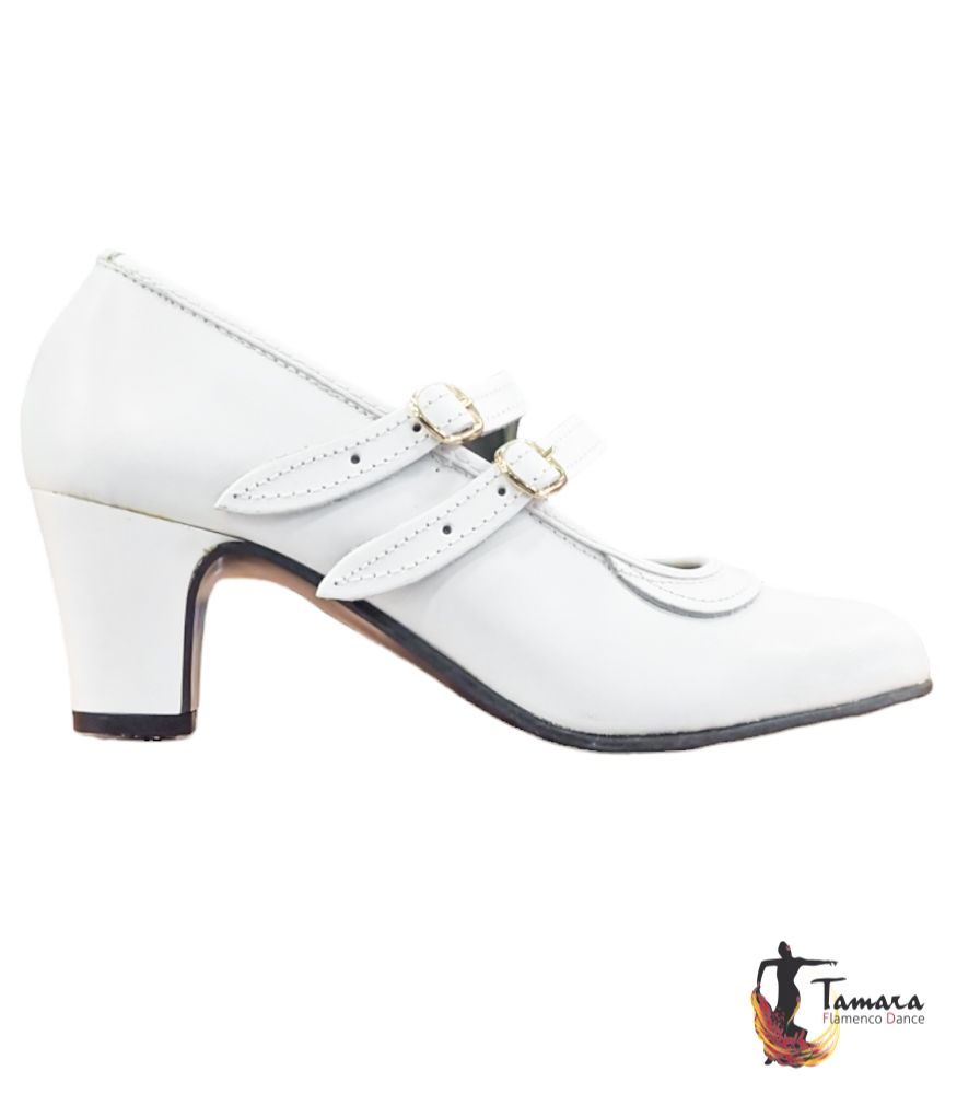 Zapatos de flamenco Semiprofesional Básicos 27 Blanco Piel