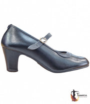 Zapatos de flamenco Semiprofesional Básico - Piel con Correa Negro