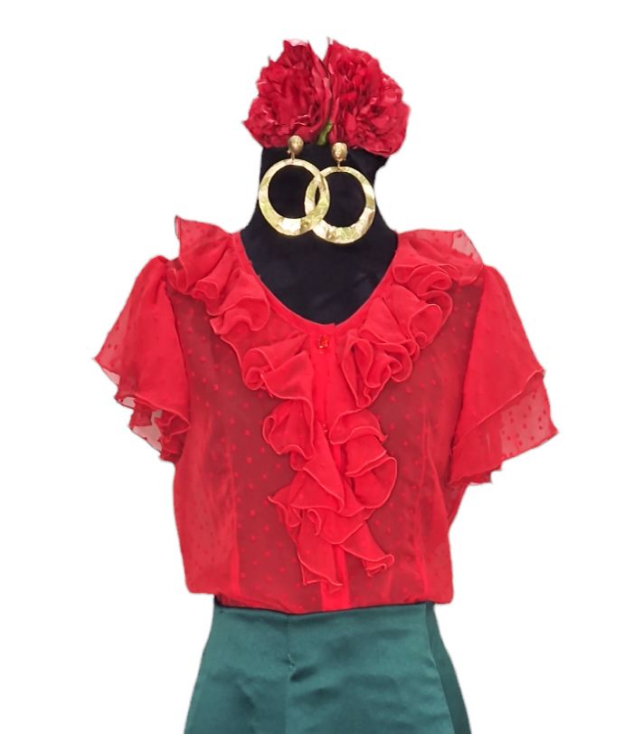 Camisa Blusa flamenca Coral - Talla P (40)