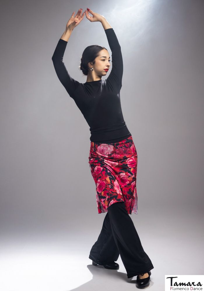 Falda flamenco Falda-Pantalon Niebla - Punto elástico Estampado floral rojo-fuxia