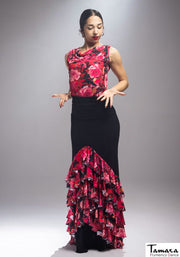 Falda Granizo - Punto elástico Estampado XXL Estampado floral rojo-fuxia