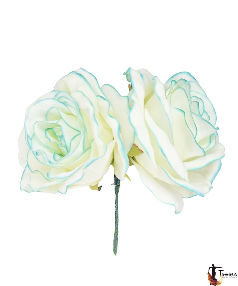 Pareja de Rosas flamencas Verde Agua