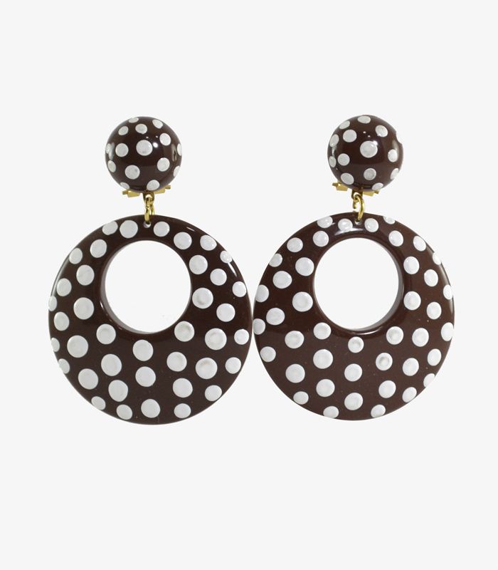 Pendientes flamencos - Lunares Blancos 5.5 cm
