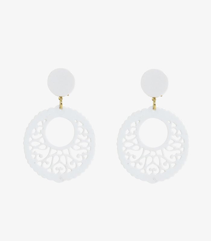 Pendientes 5.7 cm Acetato Blanco