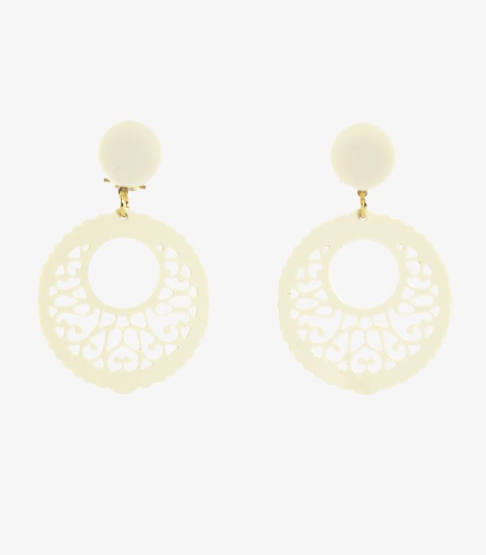 Pendientes 5.7 cm Acetato Marfil