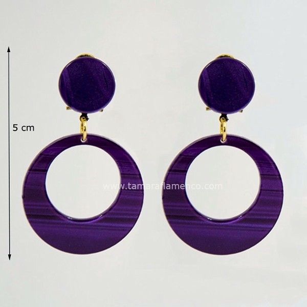 Pendientes 5 cm Nacar Nacar Morado