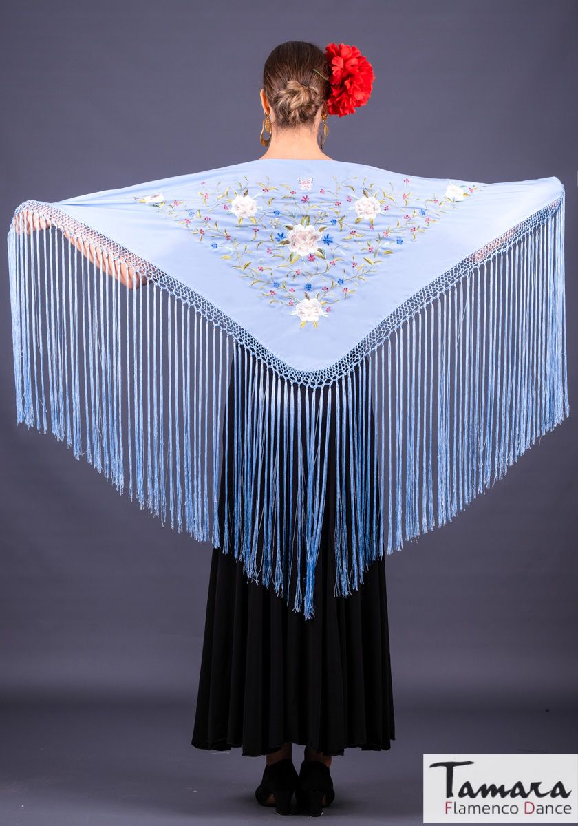 Mantoncillo Florencia - Bordado tonos Tierra Celeste