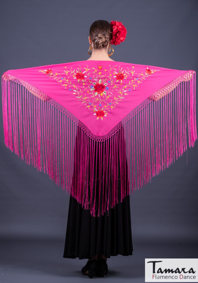 Mantoncillo Florencia - Bordado multicolor Fuxia