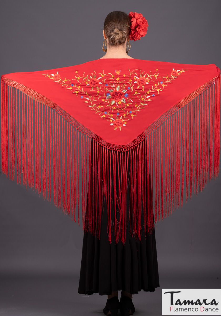 Mantoncillo Florencia - Bordado multicolor Rojo