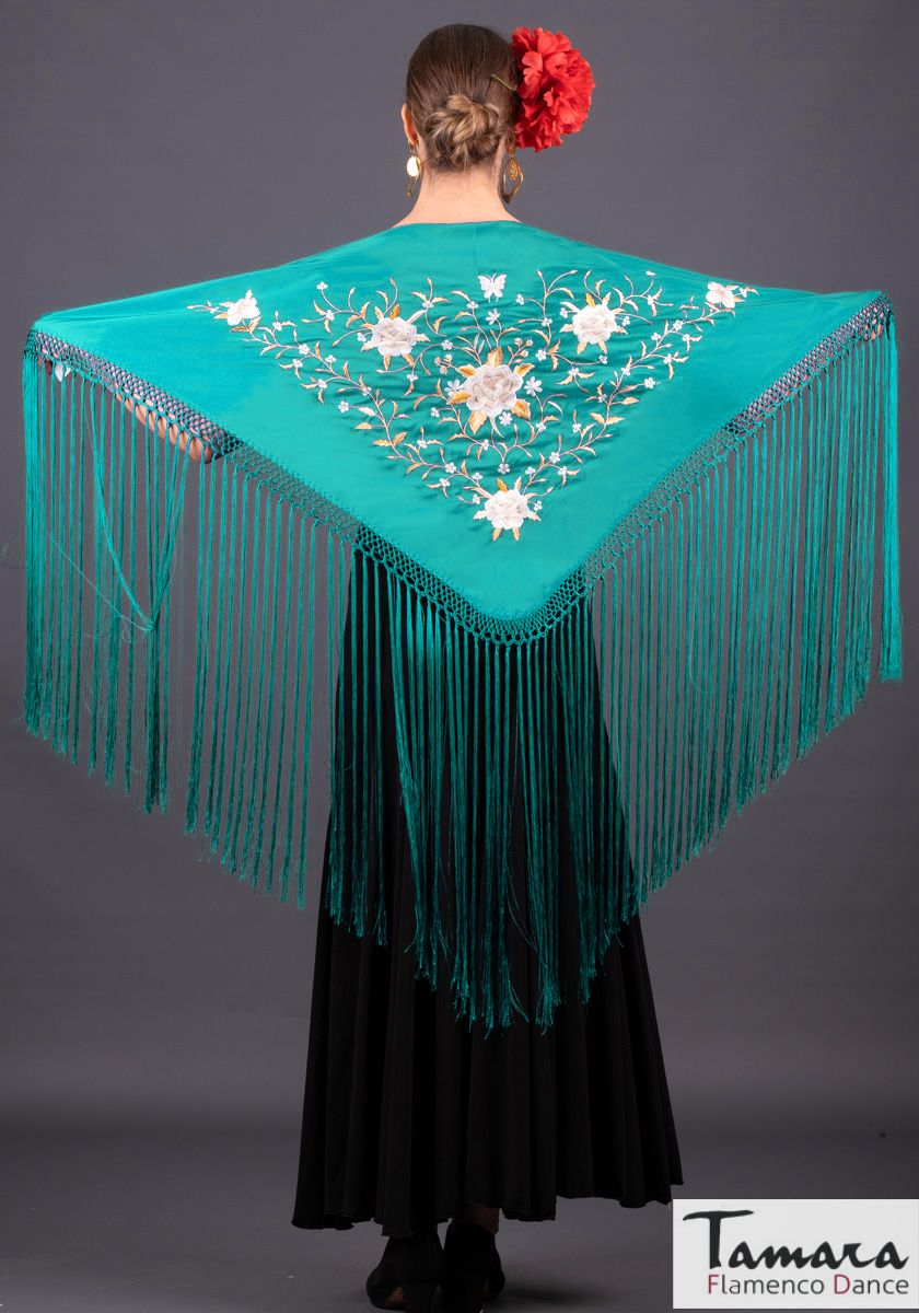 Mantoncillo Florencia - Bordado Tierra y oro Agua Marina