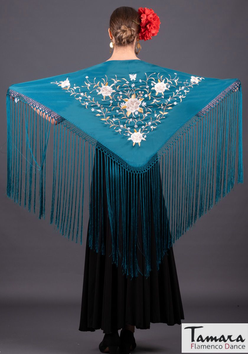 Mantoncillo Florencia - Bordado Tierra y oro Petroleo