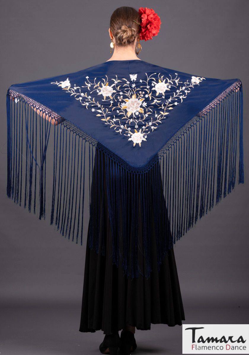 Mantoncillo Florencia - Bordado Tierra y oro Azul Marino